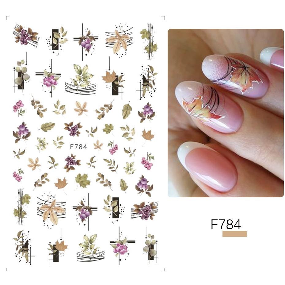 Autumn Maple Leaf Nail Stickers - Floral and Leaves Self-Adhesive Design