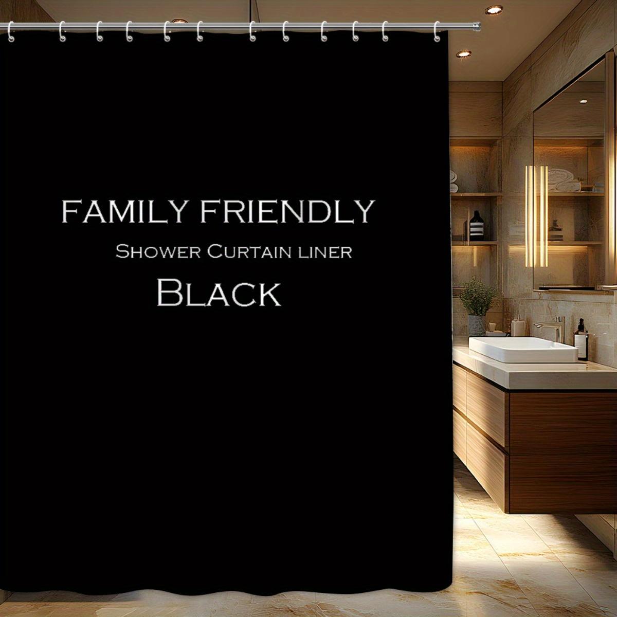 

Waterproof Black Shower Curtain Liner For Bathroom No Drill Easy Install Anti Mold Bath Screen Modern Style Family Use W60H190(CM)-1 Pcs