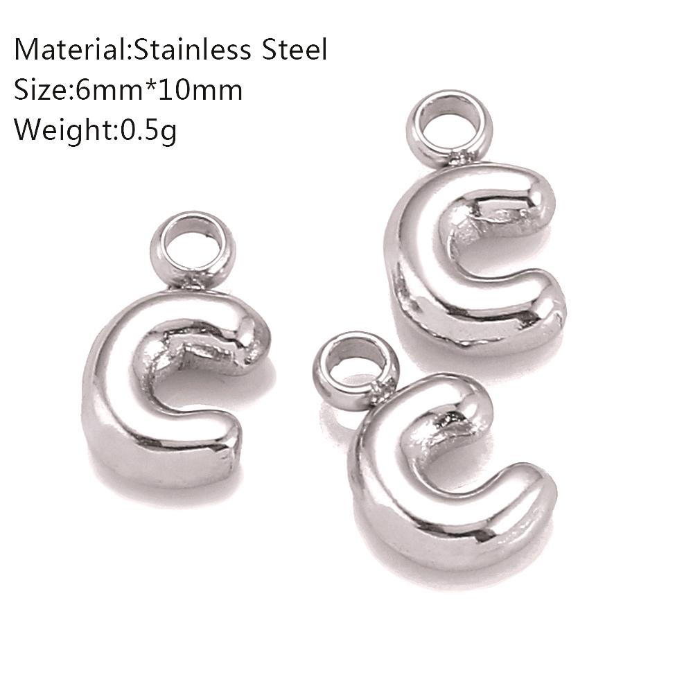 3Pcs Mini Balloon Alphabet Charms Cute Small Initial Bubble English Letter Stainless Steel Pendants DIY Necklace Bracelet Making