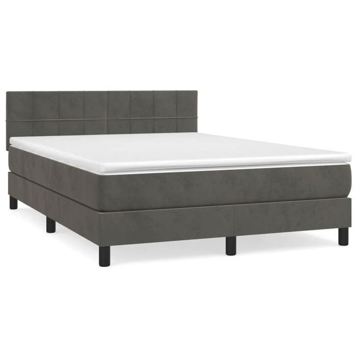 Maison Exclusive - Sommier à lattes de lit et matelas Gris foncé 140x200cm Velours