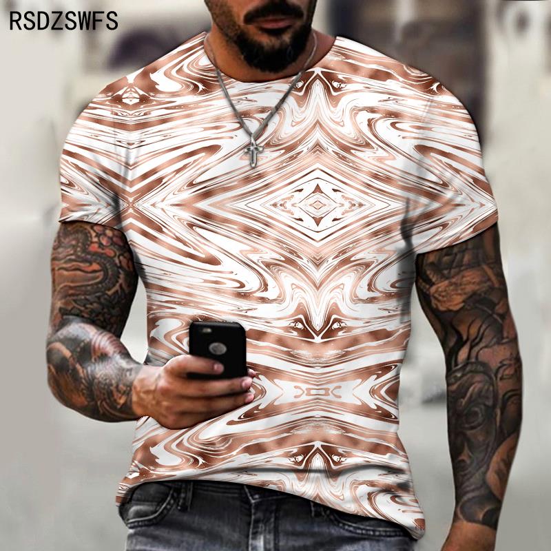 

New design menT-shirt texture line symmetrical 3D printing Fashion Casual Short Sleeve Top T-shirt Asian XS