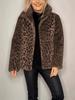 Winter 2025 Leopard Print Faux Fur Wool Coat for Women