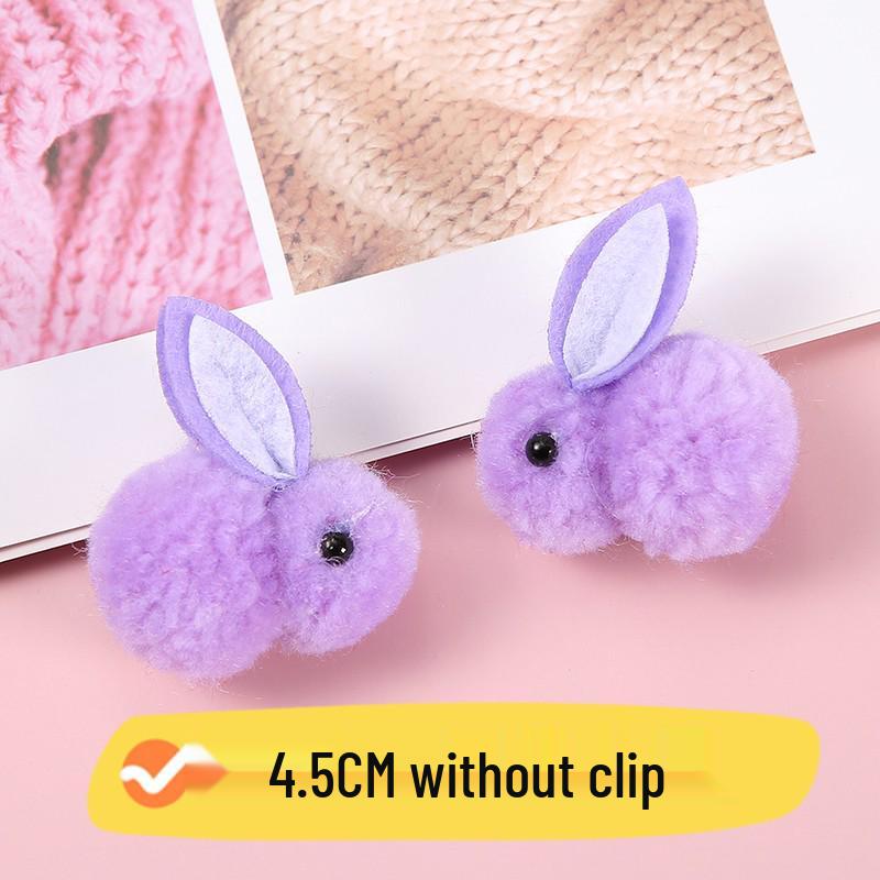 Furry Ball Plush Rabbit DIY Lantern Accessories - Cute Cartoon Hair Clip with Icelandic Wool for Kids, Mid-Autumn Festival.