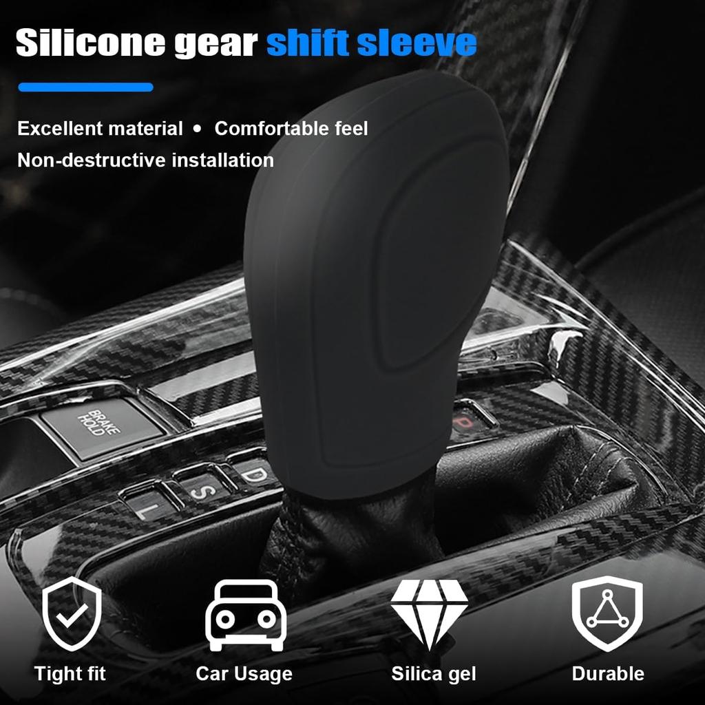 AICEL 2 Pcs Car Gear Shift Knob Cover, Elastic Silicone Car Automatic Shift Protector Cover, Universal Anti-Slip Auto Knob Gear Stick Protector for