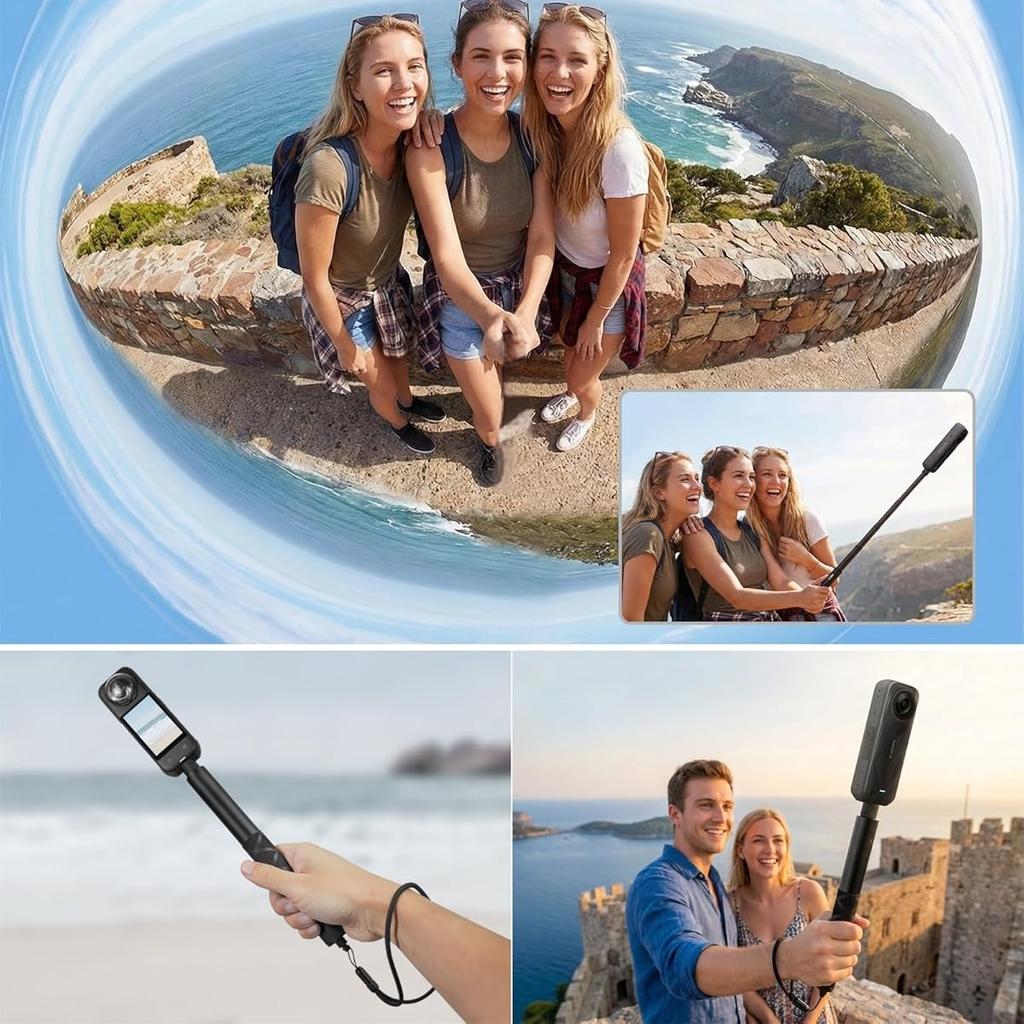 22.7-118cm Invisible Extension Pole Selfie Stick Aluminum Alloy Handle Monopod for Insta360 X4 X3 X5 Action Camera Accessories 7