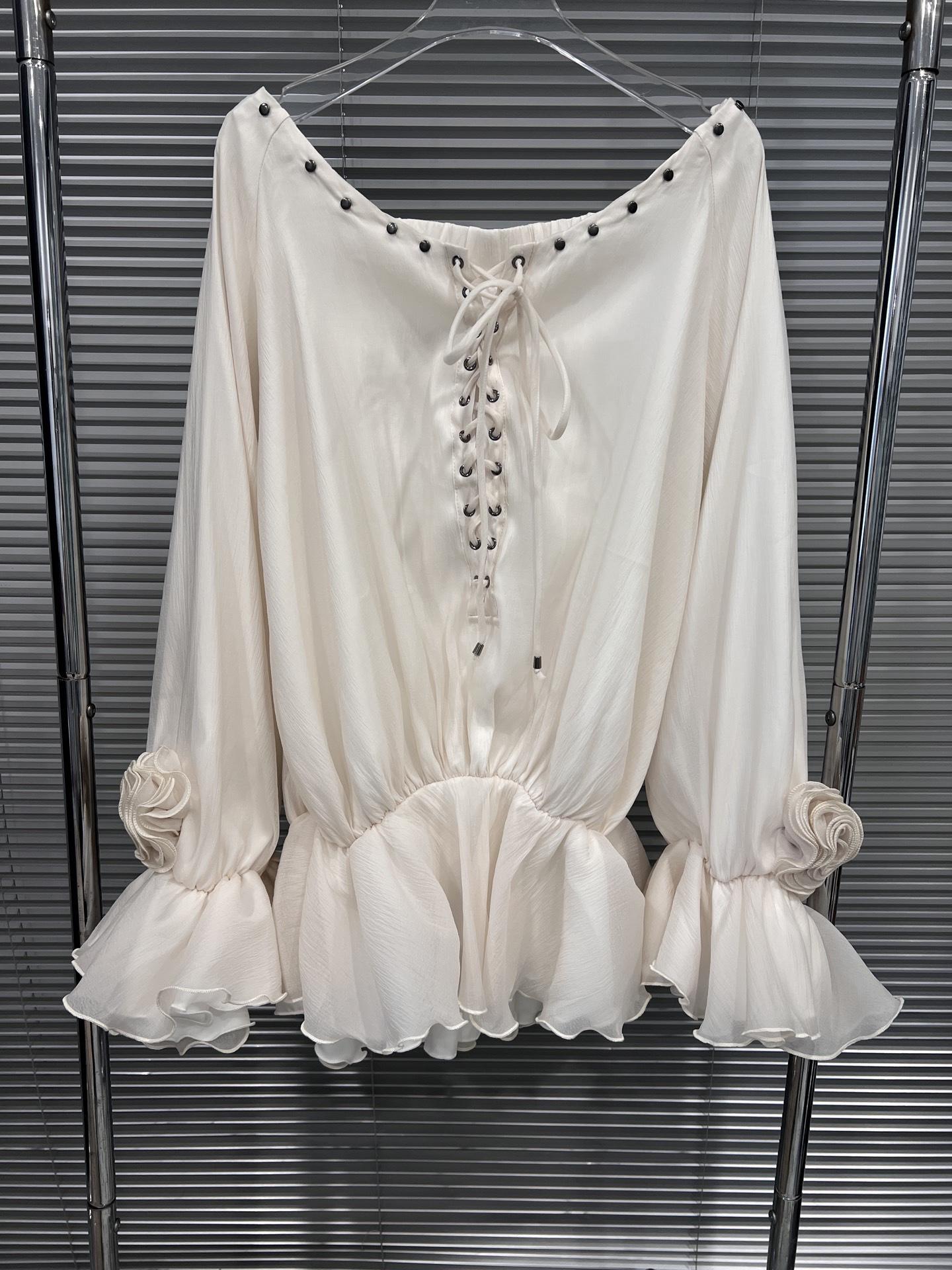 2026 Spring Floral One-Shoulder White Cinched-Waist Long-Sleeve Dress One Size белый