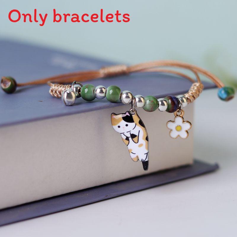 Minimalist Cat Charm Bracelet With Alloy And Woven Cord For Womens Fashion And Gift