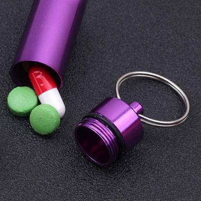 Portachiavi con barattolo sigillato portatile, coperchio a vite, in lega di alluminio, impermeabile, con fondo piatto, per appendere mini tablet, portapillole, contenitore per bottiglie, portachiavi