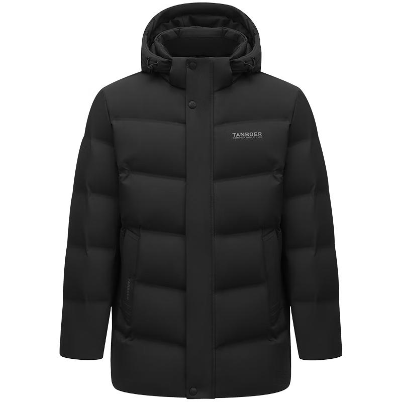 Tanboer Men s Hooded Mid-Length Duck Down Jacket 241585 2XL