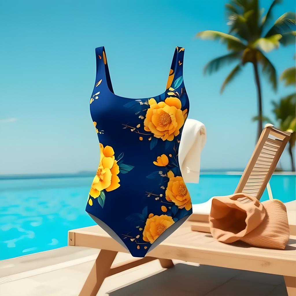 Women's seaside beach swimsuit tie-dye D printing European and American summer one-piece swimsuit