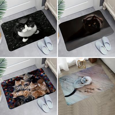 Niedliche Matte mit Katzen-Aufdruck für Zuhause, drinnen und draußen, weiche Fußmatte, rutschfest, für den Eingangsbereich, waschbar, für Badezimmer, Schlafzimmer, Zubehör, Teppich