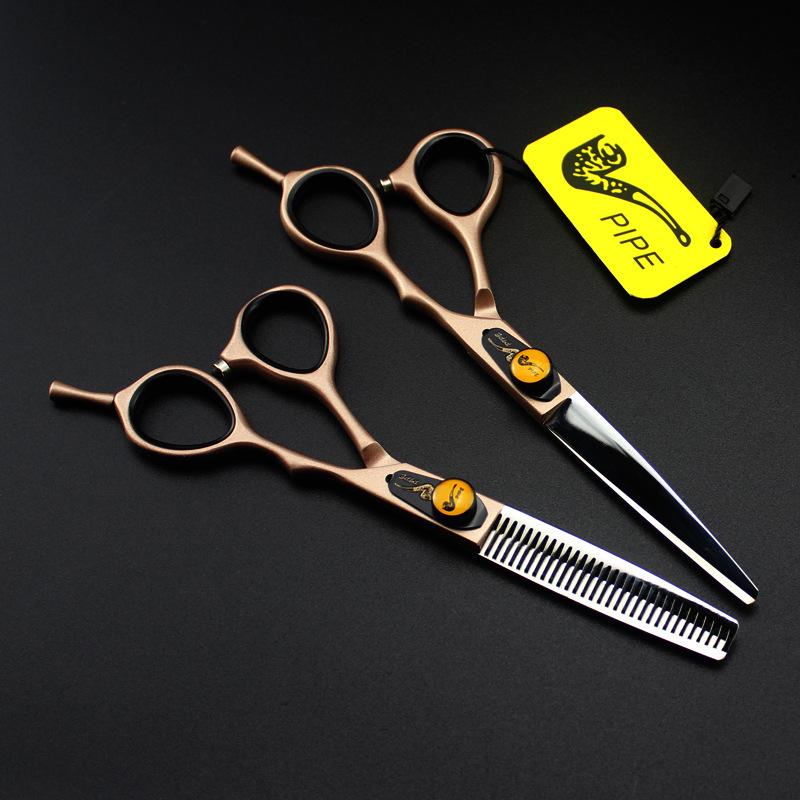 Japan Gold Baked Paint Hairdressing & Barber Scissors Set: Straight Shears, Bang Scissors, Thinning Shears