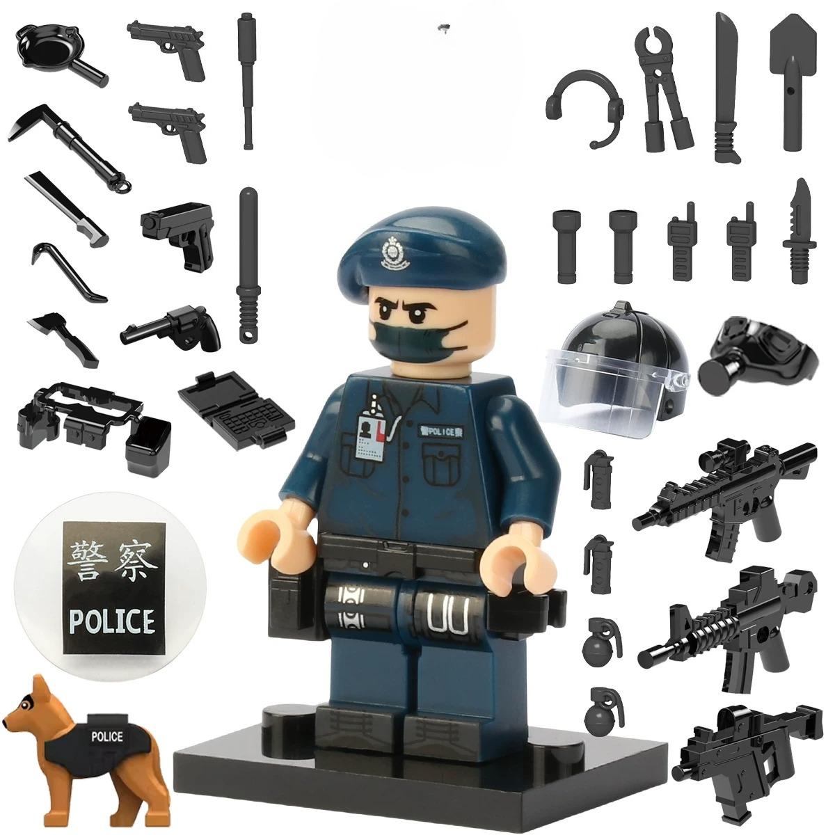 MOC Military Series Special Police Mobile Unit Assault Team Soldier Figurine Building Blocks Toy