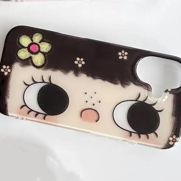 

Phone Case for iPhone 17 16e 16 15 14 13 12 11 Pro Max X Xs XR XSMax 8 7 6 6s Air Plus Feather Kawaii Cute Black Big Eyes Cool iPhone 13