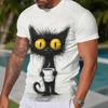 T-shirt da uomo alla moda con scollo rotondo, manica corta, stampa animale 3D a colori, manica corta con scollo rotondo
