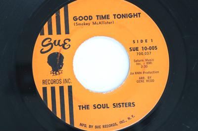 7-Zoll-Schallplatte SOUL SISTERS (2) - Gute Zeit heute Abend / Einige Soul Food 10005 Sue Records Inc 1964 US Soul/Funk Gebraucht