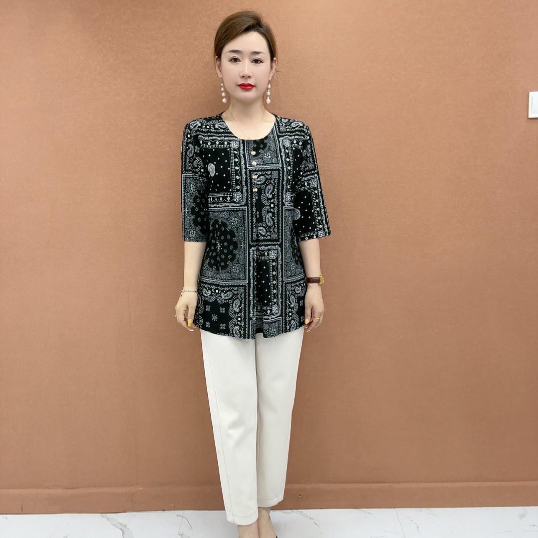 2026 Summer Plus Size Wide-Legged Top for Middle-Aged and Elderly Women 3XL