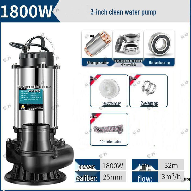 Kupferkern 220V Tauchwasserpumpe aus Edelstahl für Haushalt, Abwasser und Landwirtschaft