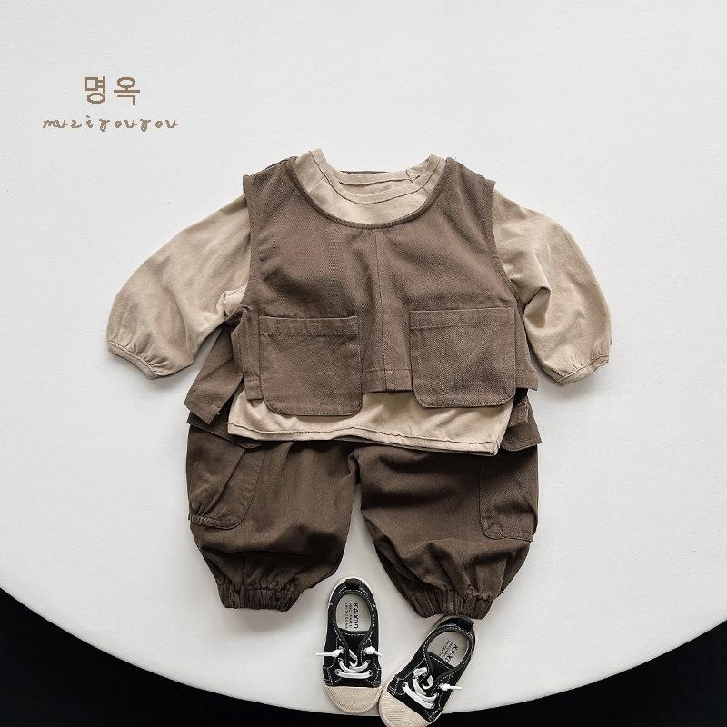 Vintage Korean Style Kids Cargo Pants Casual Unisex Boys Girls Baby Fashion Trousers