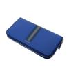Used 11569 Saffiano Stripe Round Zip Wallet 2ML317 7940 Gray Zip Around Logo Metal Blue Unisex from Japan AUTHENTIC