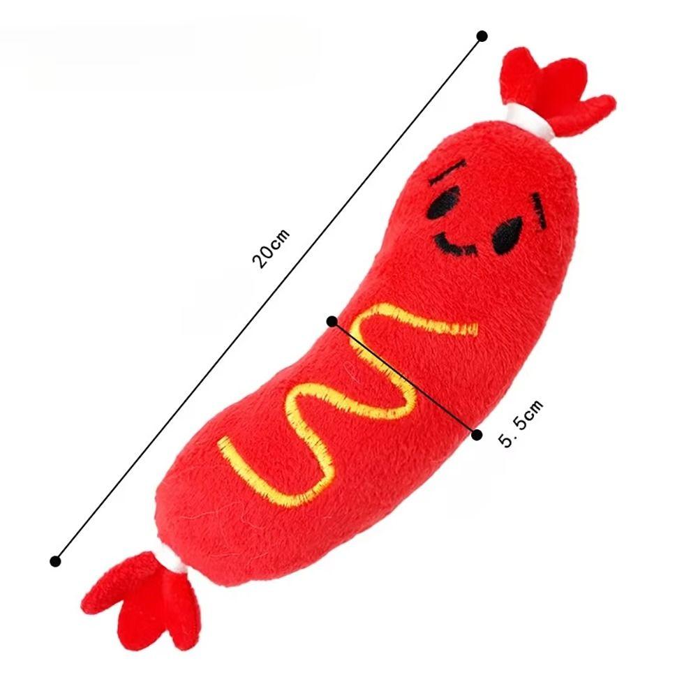 1Pcs New Grinding Teeth Dog Sound Toy Squeaky Bite-resistant Hot Dog Chewing Toy Interactive Embroidered Puppy Chew Toy
