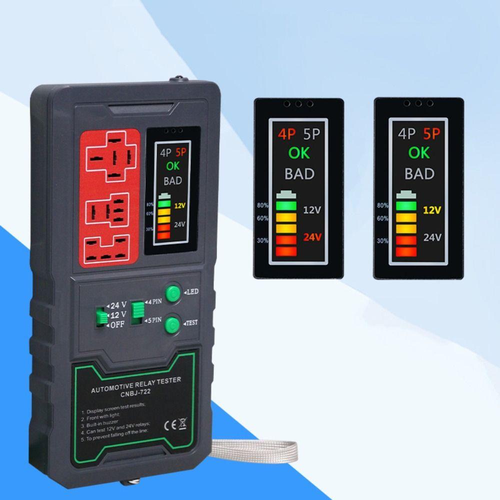 12V 24V Tester przekaźników samochodowych Wyświetlacz LED Uniwersalny tester akumulatora samochodowego Przenośny z oświetleniem Analizator alternatora Narzędzie diagnostyczne