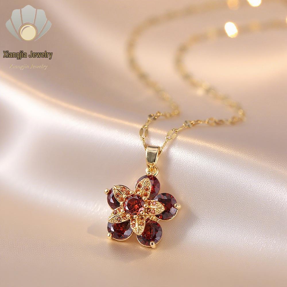 Färgglad Zirkon Roterbar Hängsmycke Halsband för Kvinnor - Mångsidig och Trendig Nyckelbenskedja