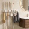Removable Wall Mounted Mop Rack Space Aluminum Mop Broom Holder Suction Cup Mop Holder  for Kitchen
