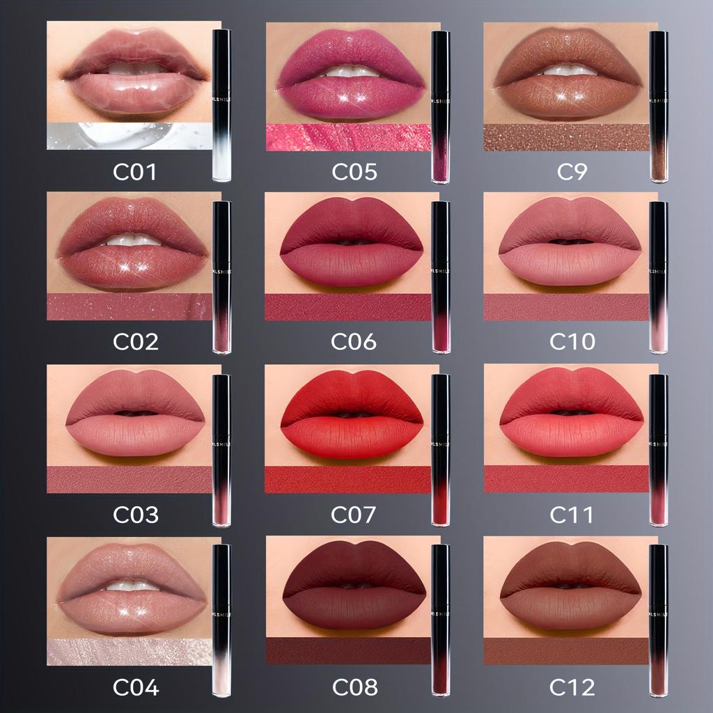 Velvet Matte Vloeibare Lipstick Hoog Pigment Snel Drogende Lipkleur 24-uurs Waterproof Langdurige Lipverzorging Gemengde Bessentonen Lipgloss