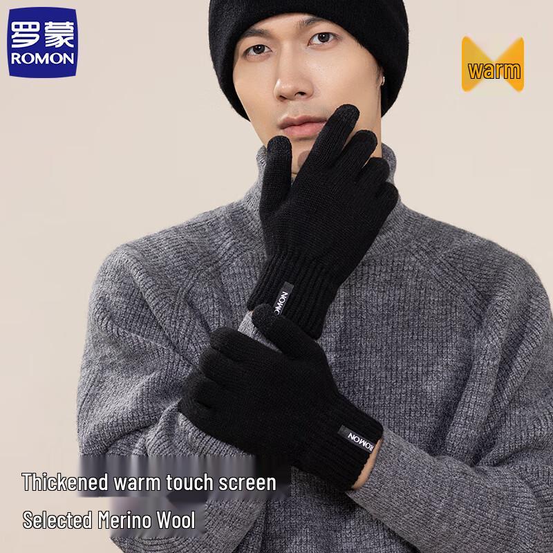

Luomeng Men s Winter Wool Touchscreen Knitted Gloves One Size