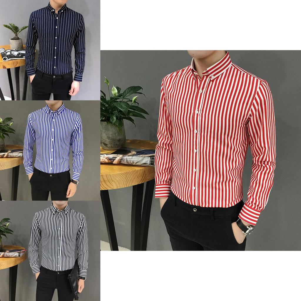 Stylish And Classy New Large Vertical Stripes Long-sleeved Shirt For Men
