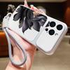 Black Lotus Floral Leather Lanyard Case For iPhone 18 Pro Max Hybrid TPU+PU Anti-skid Soft Cover For iPhone 17 16 15 14 13 Pro Max