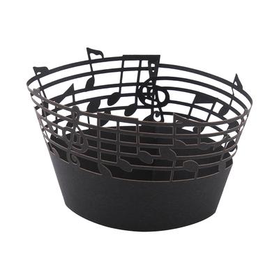 50 Stück Cupcake Papierhüllen Musiknoten Ausgestanzt Hochzeit Geburtstagsfeier Dekoration Schwarz