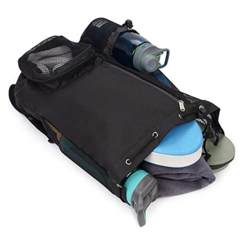 Neue Schwimmtasche Netz-Rucksack mit Kordelzug Gürtel Nassbeutel Strandrucksack Fitnessstudio und Trainingsausrüstung