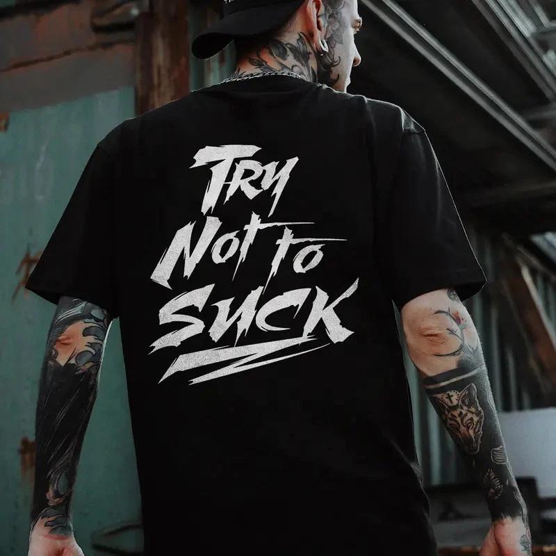 TRY NOT TO SUCK Tshirt Retro Vintage Y2k Men Graphic Tee S