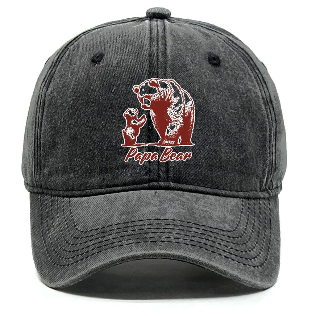 Papa Bär" Braunbär-Print Snapback Sonnenhut, Vatertags-Mesh-Hut im Used-Look mit verstellbarer Schnalle, Vintage-inspirierte Mode, verstellbare Baseballkappe