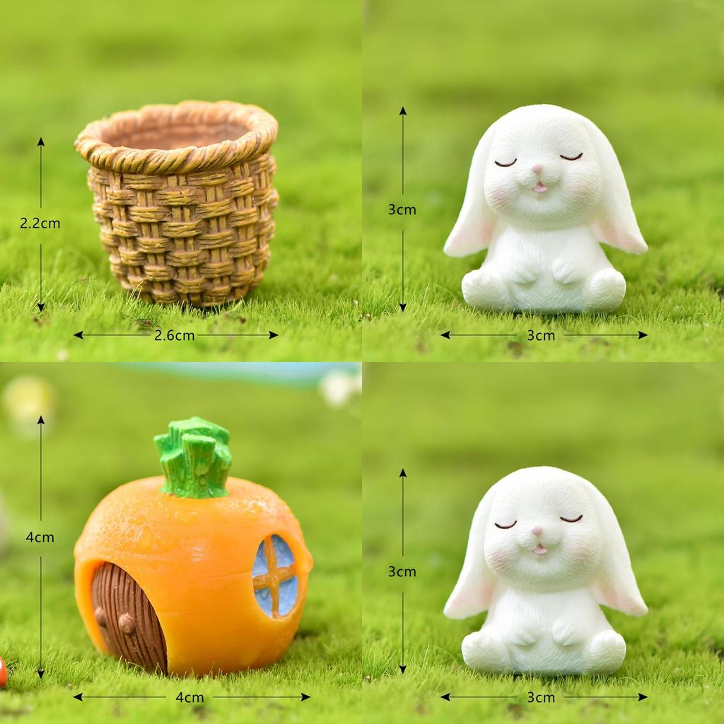 Charming Rabbit Eat Carrot Diy Resin Figurine For Exquisite Micro Landscape Decoration
