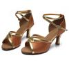 Women's Latin Dance Shoes Satin Soft Tango Salsa Modern Ballroom Dancing Shoes Heeled 7CM