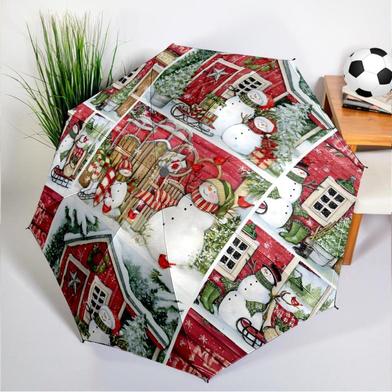 Santa Snowman Friendship Umbrella 8-Frame for Travel, Camping, Casual Lightweight Portable Umbrella, Essential for Every Family Holidays Gift