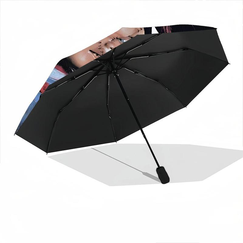 1pc Chucky Horror Doll Automatic Open/Close Umbrella Folding Umbrella, Portable Compact Travel Umbrella, Birthday/Christmas Gift for Men & Women