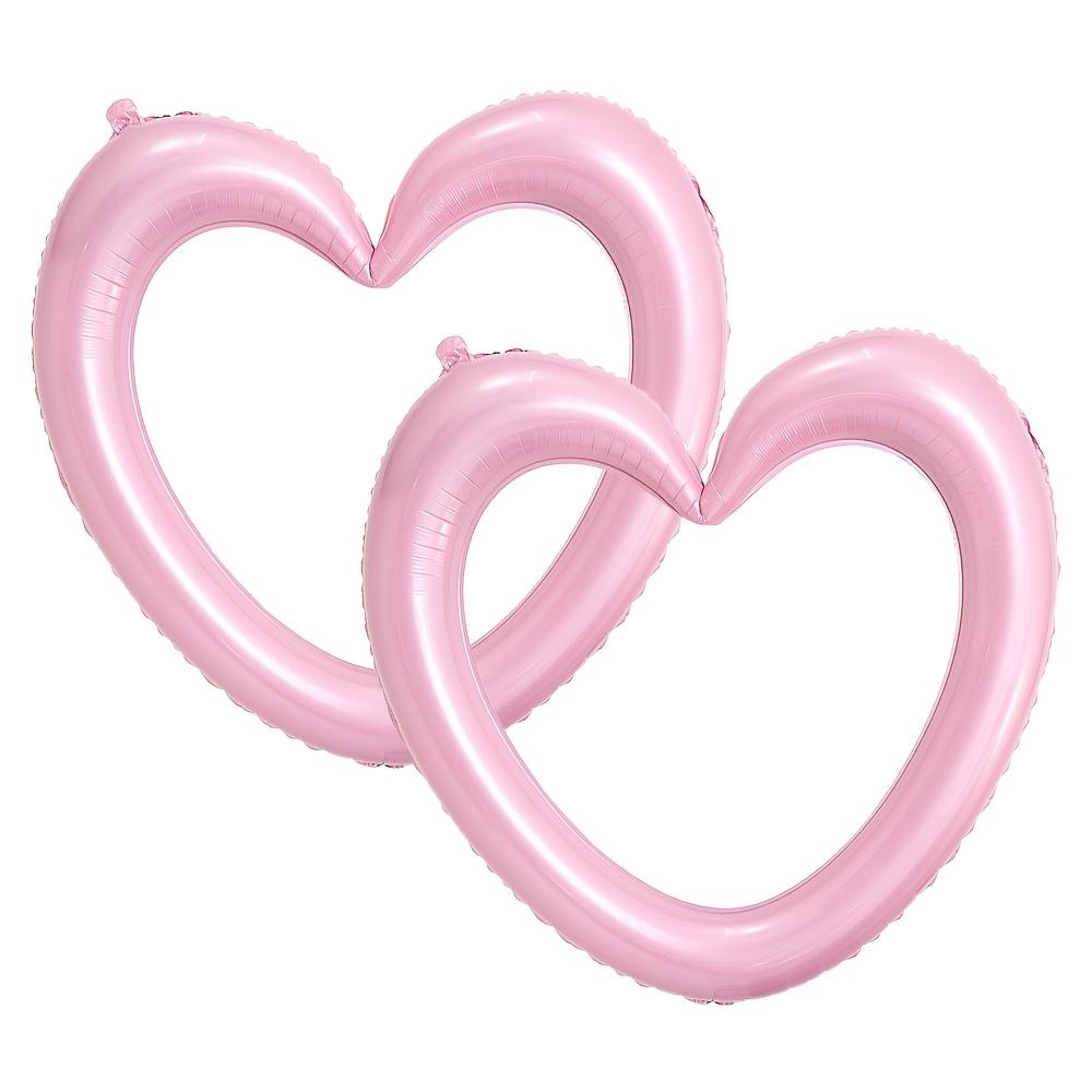 2-Pack Photo Frame Heart-Shaped Pink Balloons, Photo Frame Heart-Shaped Aluminum Foil Balloons, Suitable for Valentine s Day, Engagement, Wedding, Other