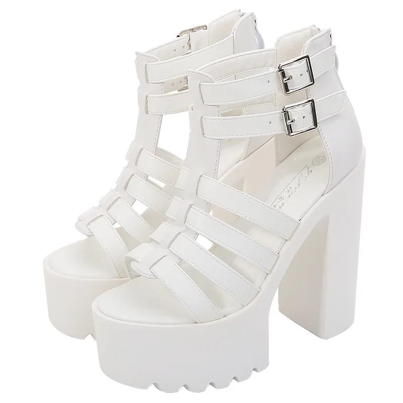 15CM klobige Absatzsandalen Punk-Schuhe Sandalen Hohe Absätze Plateau-Sandalen Damen Sommerschuhe Damensandale klobiger Schuh