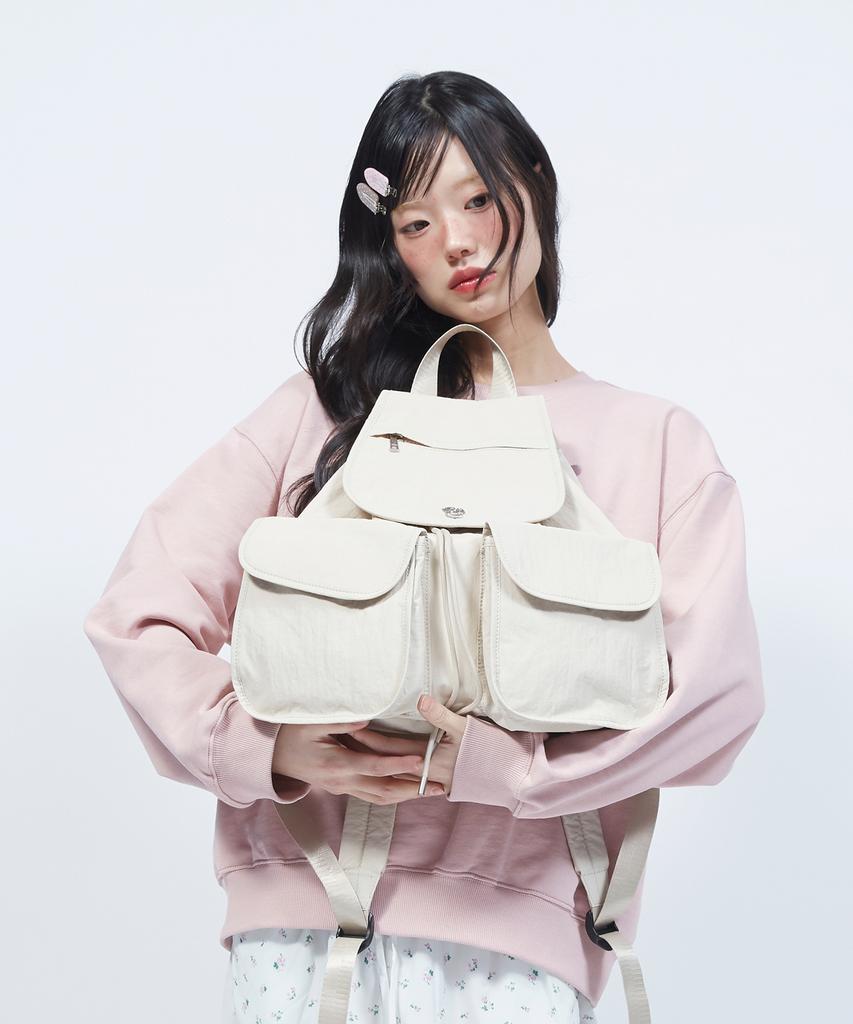 Lmr Floral Logo Light Two-Pocket Backpack Cream