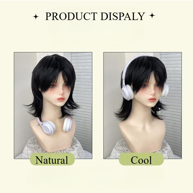 Ashely Short Wig for Men Fluffy Natural Black Hair High Temperature Fiber Synthetic Wigs Suitable for Daily Use Cosplay Sissy