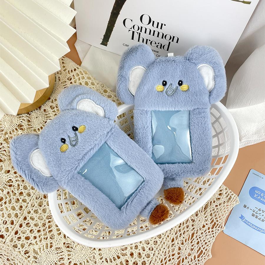 Short Elephant Plush Card Case With Display Pendant For Student Id And Card Meal