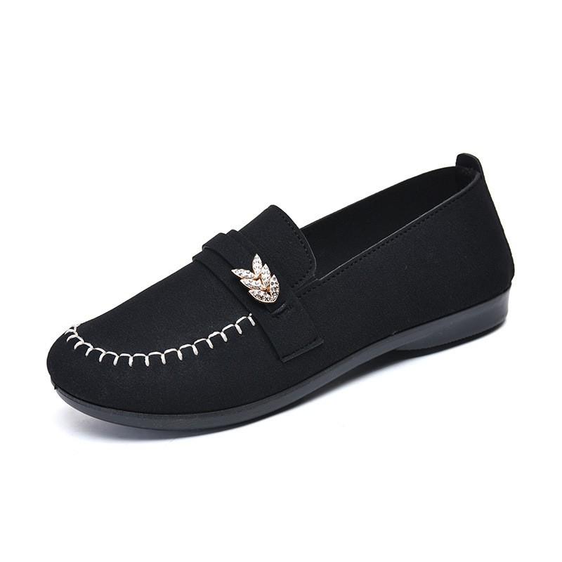 Sapatos Mocassins Femininos Confortáveis de Calçar Fácil para Idosos - Sola Macia Antiderrapante Algodão Sapato Plano