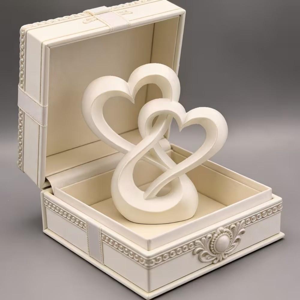 3D Printed Double Heart Ornament Lovers Gifts Hollow Heart Models Car Interior Ornament Home Decor