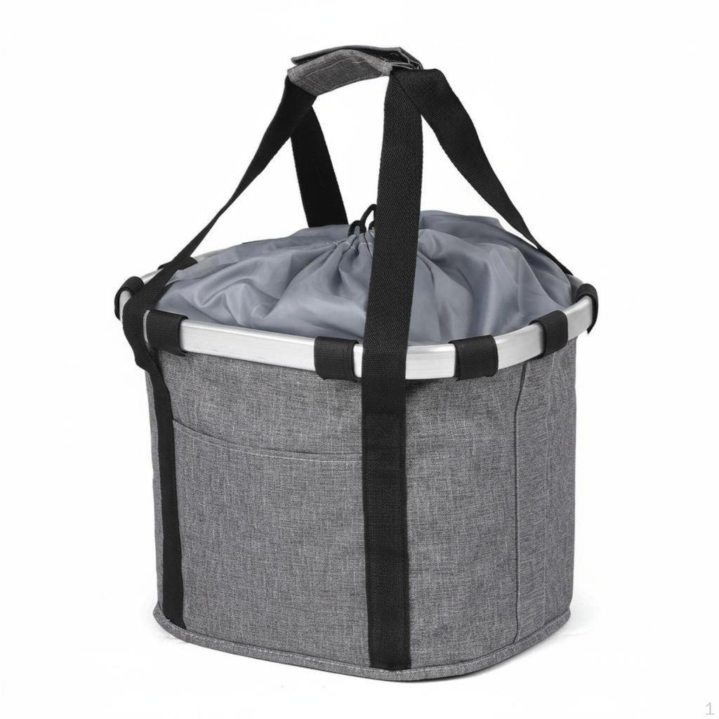 Foldable Bike Basket Aluminum Alloy Frame Detachable Versatile Cycle Shopping