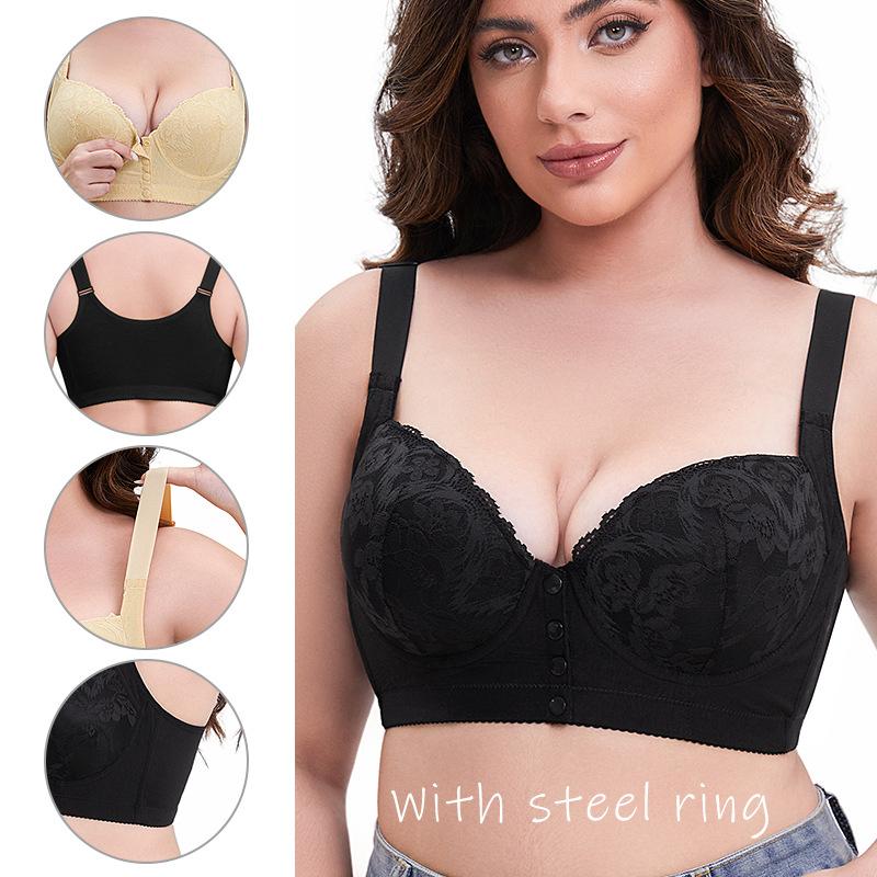 A-G Cup 36-52 Super Large Size Bra European and American Sizes Have Steel Rims, Adjustable Shoulder Straps, Lace Front Buckle Underwear