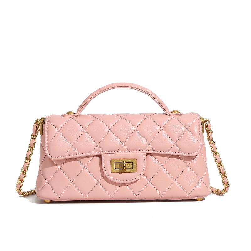 Small-flavor Chain Light Luxury Fashion Women's Genuine Leather Women's Bag New Style Single Shoulder Crossbody Bag Diamond Bag